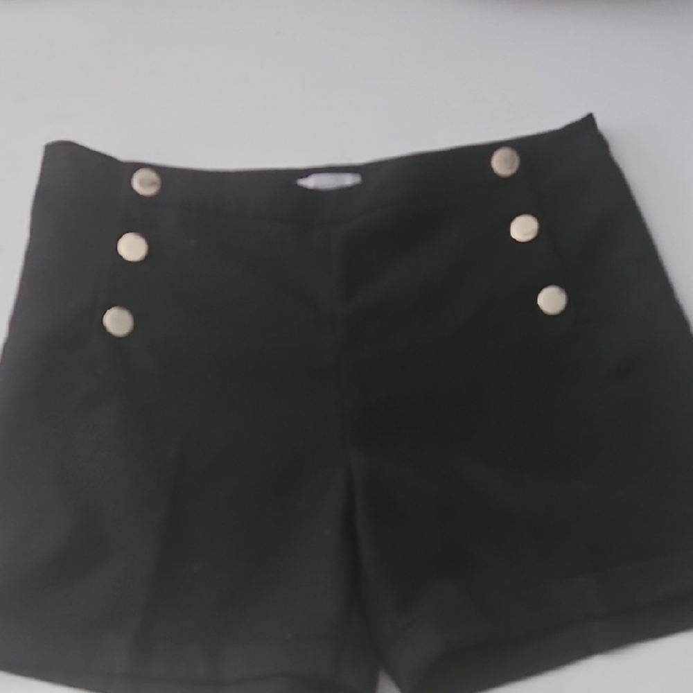 H&M Black High Waist Women's Shorts with Gold Buttons